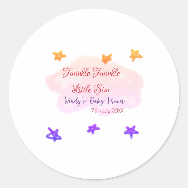 Adesivo Red clouds twinkle Twinkle Little Star baby shower (Frente)