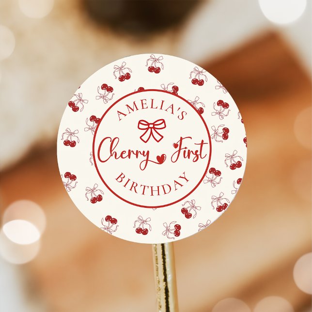 Adesivo Red Coquette Cherry First Birthday Sticker (Criador carregado)