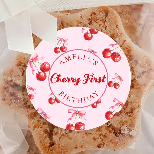 Adesivo Red Coquette Cherry First Birthday Sticker (Criador carregado)