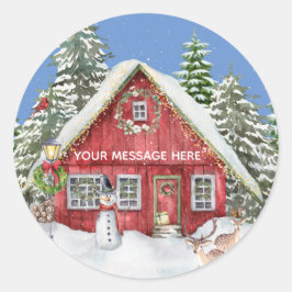 Adesivo Red Country House Snow Christmas Scenname