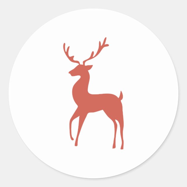Adesivo Red Deer on White Classic Round Sticker (Frente)