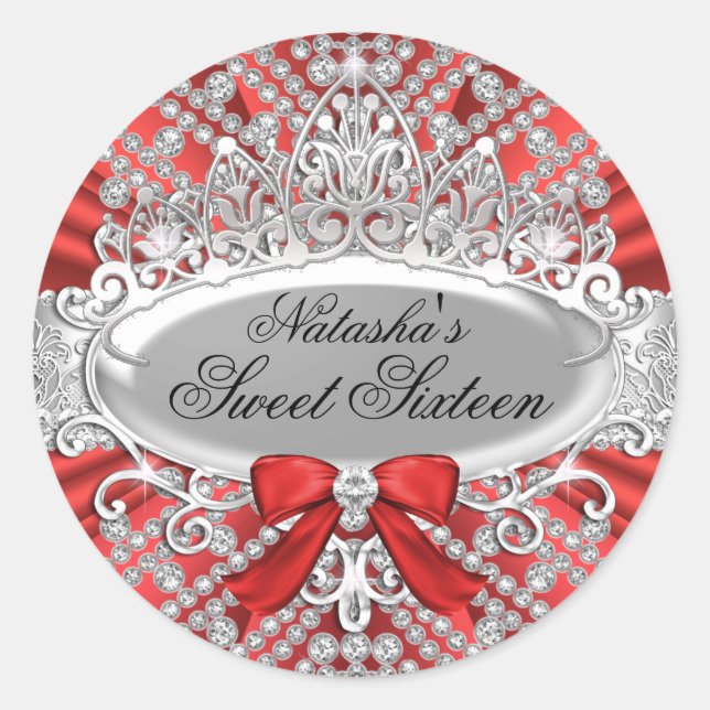 Adesivo Red Diamond & Tiara Sweet 16 (Frente)