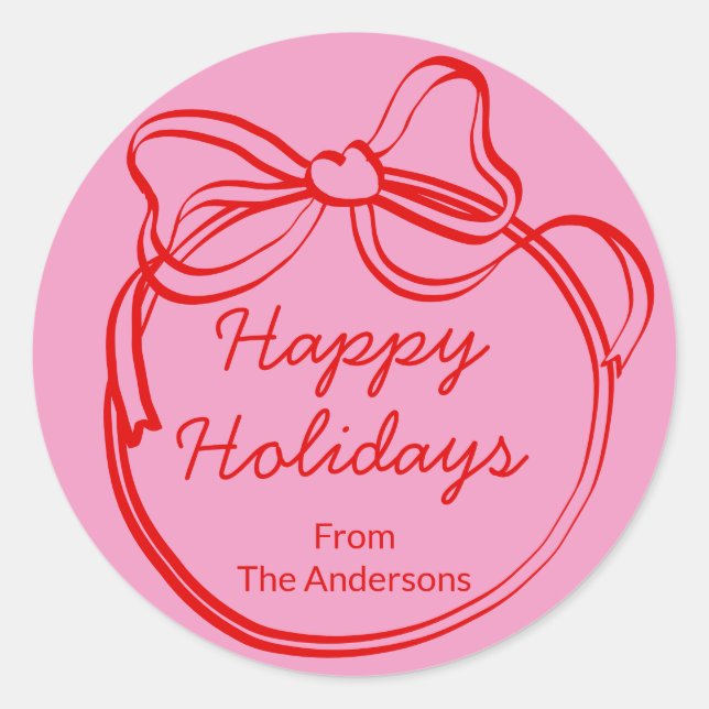 Adesivo Red Doodle Bow Frame Custom Holiday (Frente)