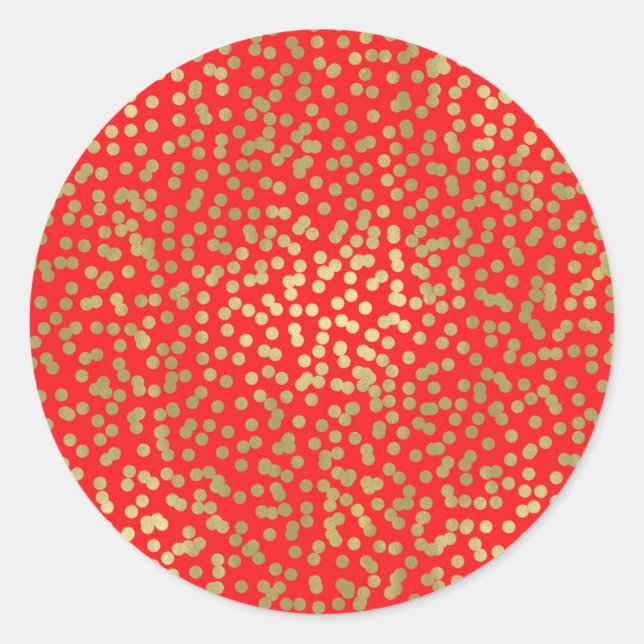 Adesivo Red & Dourado Dots Confetti Elegant Chic Glam Part (Frente)