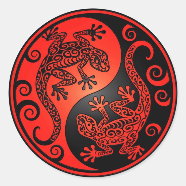 Adesivo Red e Black Yin Yang Geckos (Frente)