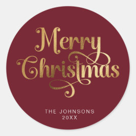 Adesivo Red e Dourado Retro Feliz Script de Natal Personal