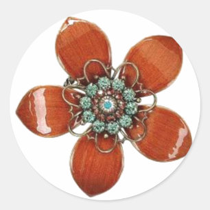 Adesivo Red Enamel e Aquamarine Brooch