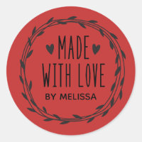 Red Feed With Love Classk Round Sticker