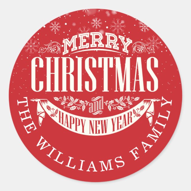 Adesivo Red Felry Christmas e um Feliz ano novo (Frente)