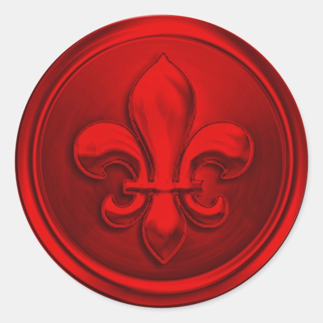 Adesivo Red Fleur de Lis Envelope Seal Emboscada (Frente)