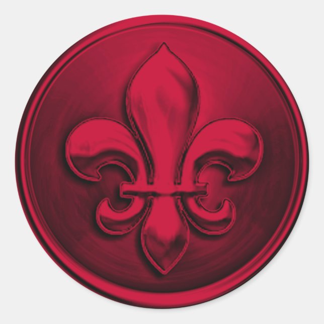 Adesivo Red Fleur de Lis Envelope Seal Emboscada (Frente)