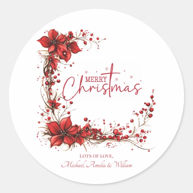 Adesivo Red Floral Christmas Wreath – Elegant Holiday (Frente)