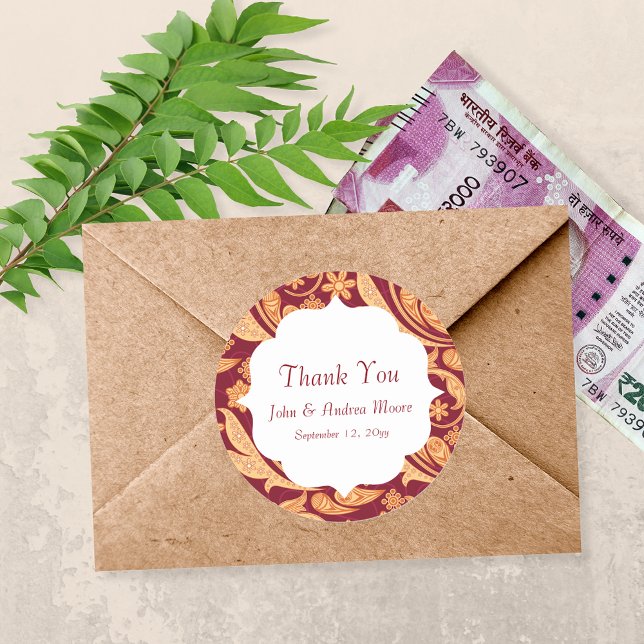 Adesivo Red Floral Henna Wedding Favor (Criador carregado)