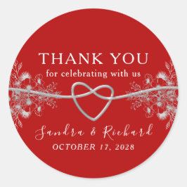 Adesivo Red Floral Wedding Obrigado A Favor