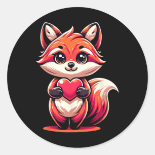 Adesivo Red Fox Holding Heart Dia de os namorados Cute Val