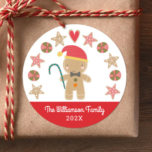 Adesivo Red Gingerbird Boy Name Natal Holiday Cookie