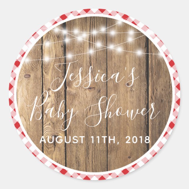 Adesivo Red Gingham Check Xadrez Rústica Chá de Evento de  (Frente)