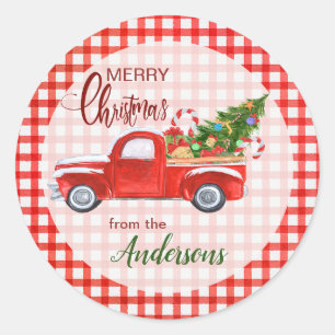 Adesivo Red Gingham Christmas Envelope Seal