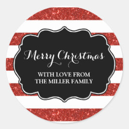 Adesivo Red Glitter Stripes Feliz Natal Personalizado