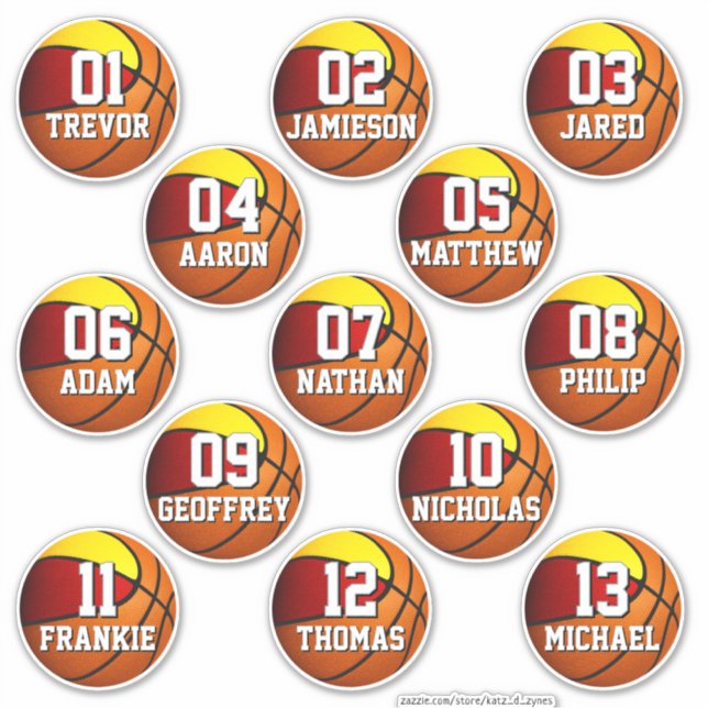 Adesivo red gold basketball team colors 13 bottle labels (Frente)