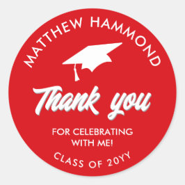 Adesivo Red Graduating Class Thank You Grad Cap