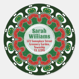 Adesivo Red Green Holiday Mandala w/ Custom Text Name Addr