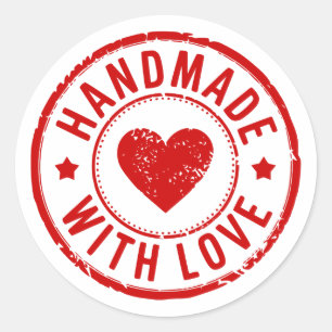Adesivo Red Handmade With Love Heart Sticker