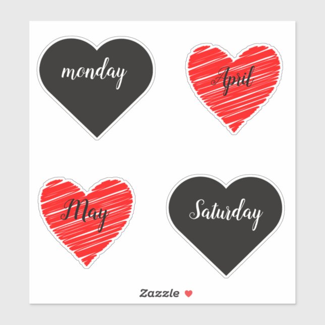Adesivo Red Happy heart romance graphic (Folha)