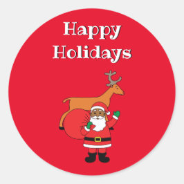 Adesivo Red Happy Holidays afro-americano Papai Noel