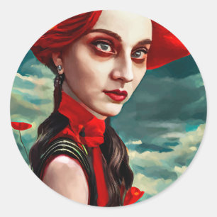 Adesivo Red Head Poppy Flor Lady fantasia