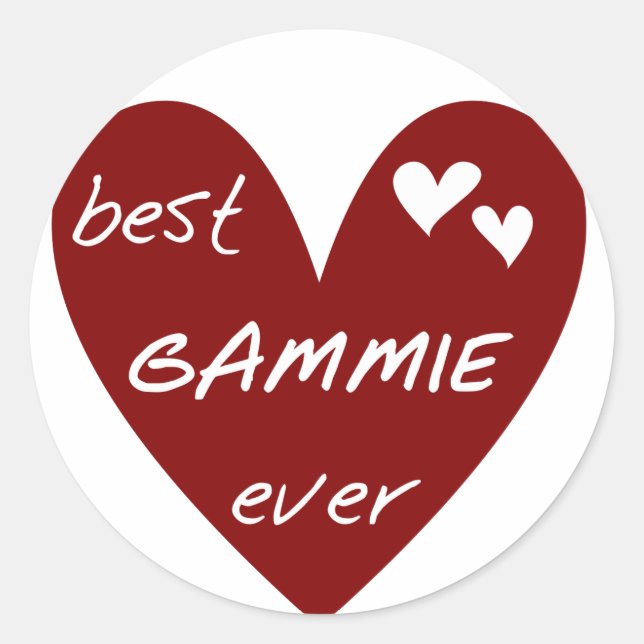Adesivo Red Heart Best Gammie Ever Camisetas e presentes (Frente)