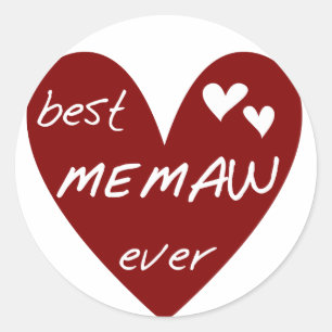Adesivo Red Heart Best Memaw Ever T-shirts e presentes