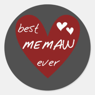 Adesivo Red Heart Best Memaw Ever T-shirts e presentes