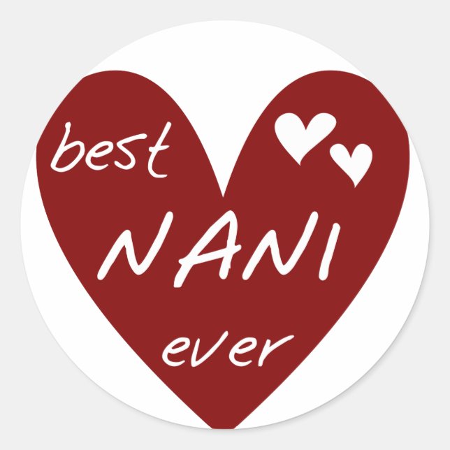 Adesivo Red Heart Best Nani Ever T-shirts e GIfts (Frente)