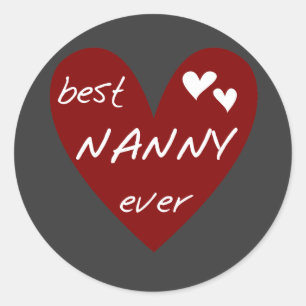 Adesivo Red Heart Best Nanny Ever T-shirts e presentes