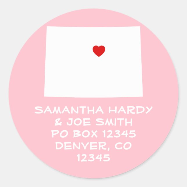 Adesivo Red Heart em Pink e White Colorado Address (Frente)