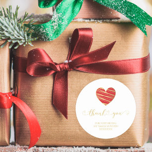 Adesivo Red Heart Muito Obrigado A Apoiar Pequenas Empresa