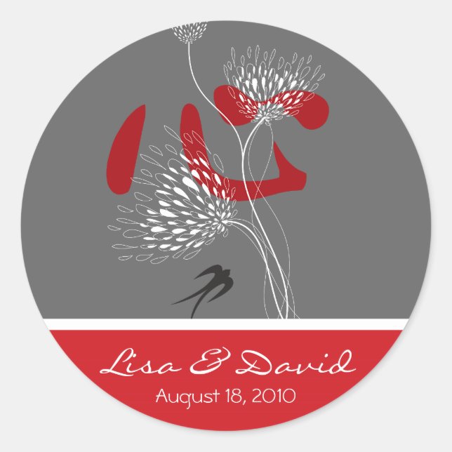 Adesivo Red Heart Swallow Ai Love Chinese Wedker (Frente)