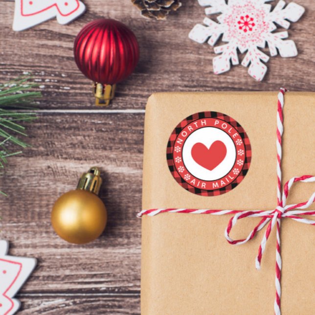 Adesivo Red Heart Xadrez North Pole Air Mail (Criador carregado)