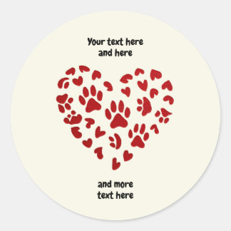Adesivo Red Hearts & Paws, Pets, Dogs, Cats, Customizable
