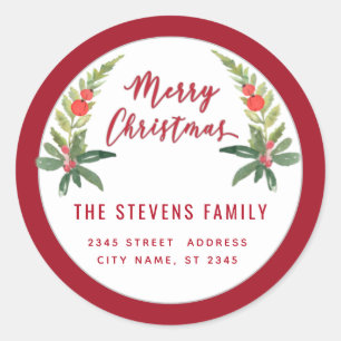 Adesivo Red Holly moderna Escrita Feliz Natal