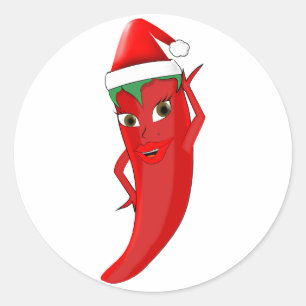 Adesivo Red Hot Pepper Diva Com Santas Hat