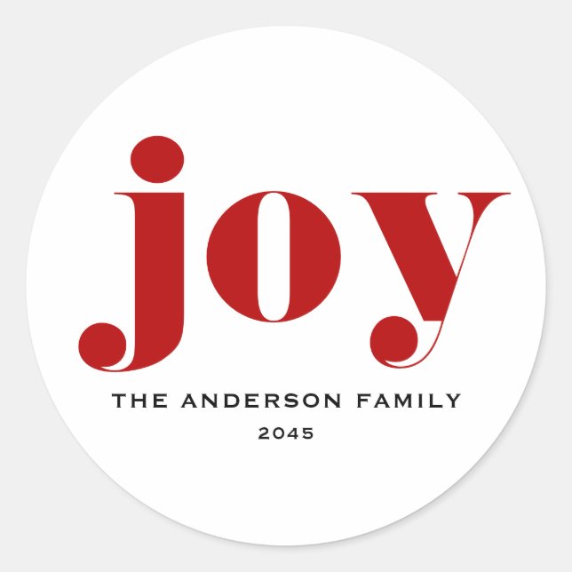 Adesivo Red JOY Bold Typografia Moderna Natal (Frente)
