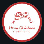 Adesivo Red Knot Modern Christmas<br><div class="desc">Adicione um toque festivo aos seus presentes e cartões de férias com o clássico de Natal Red Knot Modern. Apresentando um design chic que combina cores vibrantes e modos de férias contemporâneos, esses adesivos são perfeitos para selar o plástico de presentes, decorar cartões de natal ou adicionar um toque pessoal...</div>