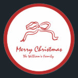 Adesivo Red Knot Modern Christmas<br><div class="desc">Adicione um toque festivo aos seus presentes e cartões de férias com o clássico de Natal Red Knot Modern. Apresentando um design chic que combina cores vibrantes e modos de férias contemporâneos, esses adesivos são perfeitos para selar o plástico de presentes, decorar cartões de natal ou adicionar um toque pessoal...</div>