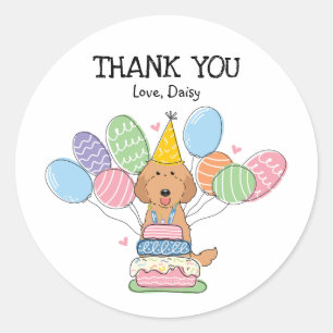 Adesivo Red Labradoodle Birthday Favor Tags Sticker