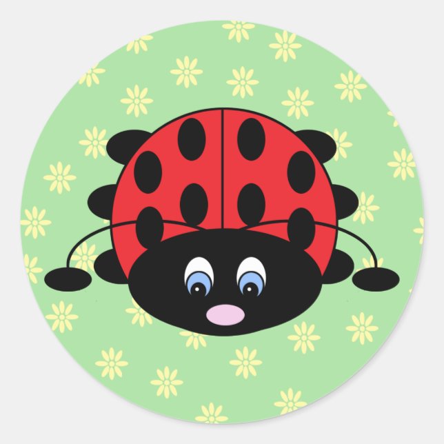 Adesivo Red Ladybug com Flores Stickers (Frente)