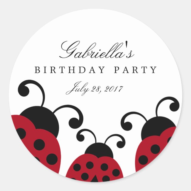 Adesivo Red Ladybug Party Favor Stickers (Frente)