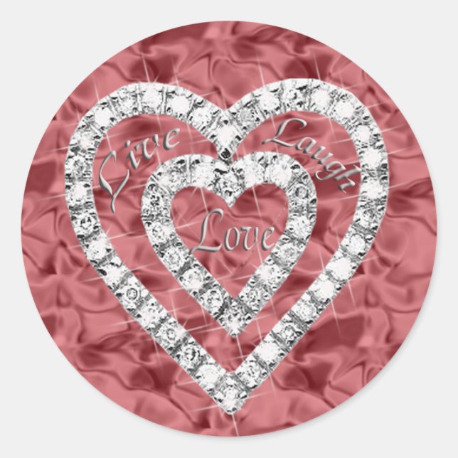 Adesivo Red Live Laugh Love Diamond Hearts Stickers (Frente)