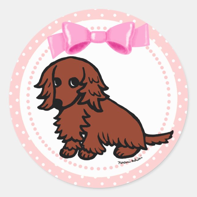 Adesivo Red Long Haired Dachshund 2 (Frente)